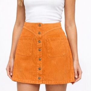 Corduroy Button-Front Mini Skirt – Mustard – Size Small